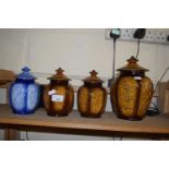 FOUR SYLVAC COVERED VASES DECORATED WITH ORIENTAL SCENES