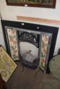 MODERN CAST IRON AND TILED FIRE SURROUND