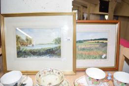 ANDREW DIBDEN COLOURED PRINT, KELLING, NORTH NORFOLK TOGETHER WITH REDFERN WATERCOLOUR, RANWORTH,