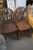 PAIR OF WHEEL BACK KITCHEN CHAIRS