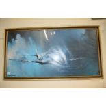 BARRIE CLARK COLOURED PRINT, SPITFIRE, FRAMED AND GLAZED