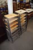 TEN METAL FRAMED STACKING STOOLS