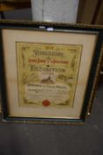 YORKSHIRE GROCERS, BAKERS AND CONFECTIONERS EXHIBITION, LEEDS, DIPLOMA FOR GOLD MEDAL 1902,