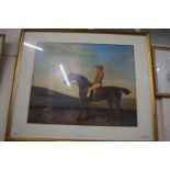 AFTER GEORGE STUBBS, COLOURED PRINT, FRAMED AND GLAZED