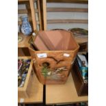 MIXED LOT: SMALL MIRRORED TRAY AND A METAL WASTE PAPER BIN