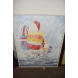 STEPHEN KAYE, STUDY OF A BOAT RACE, OIL ON CANVAS