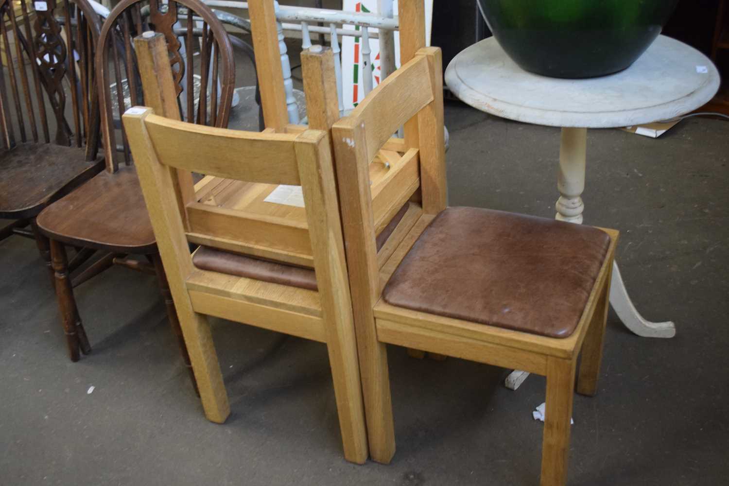 THREE WARINGS OAK FRAMED DINING CHAIRS