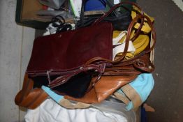 BOX OF VARIOUS ASSORTED HANDBAGS, SHOPPING BAGS ETC