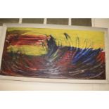 M A BUSSEY ABSTRACT OIL IN BOARD, FRAMED