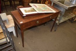 REPRODUCTION MAHOGANY BOW FRONT SIDE TABLE WITH SINGLE DRAWER