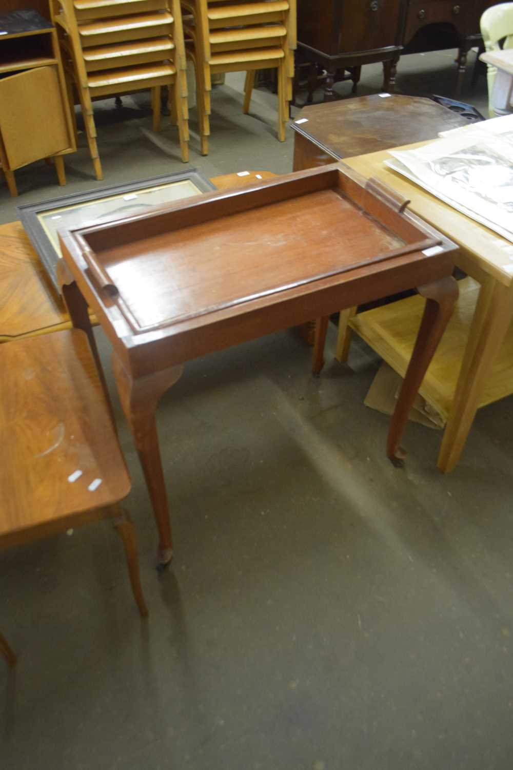 TRAY TOP SERVING TABLE WITH CABRIOLE LEGS