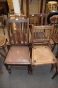 FOUR VARIOUS ASSORTED OAK FRAMED DINING CHAIRS