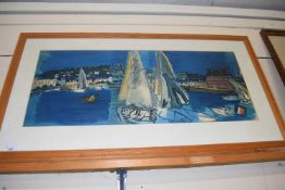 AFTER DUFY, DRYING THE SAILS, COLOURED PRINT, FRAMED AND GLAZED