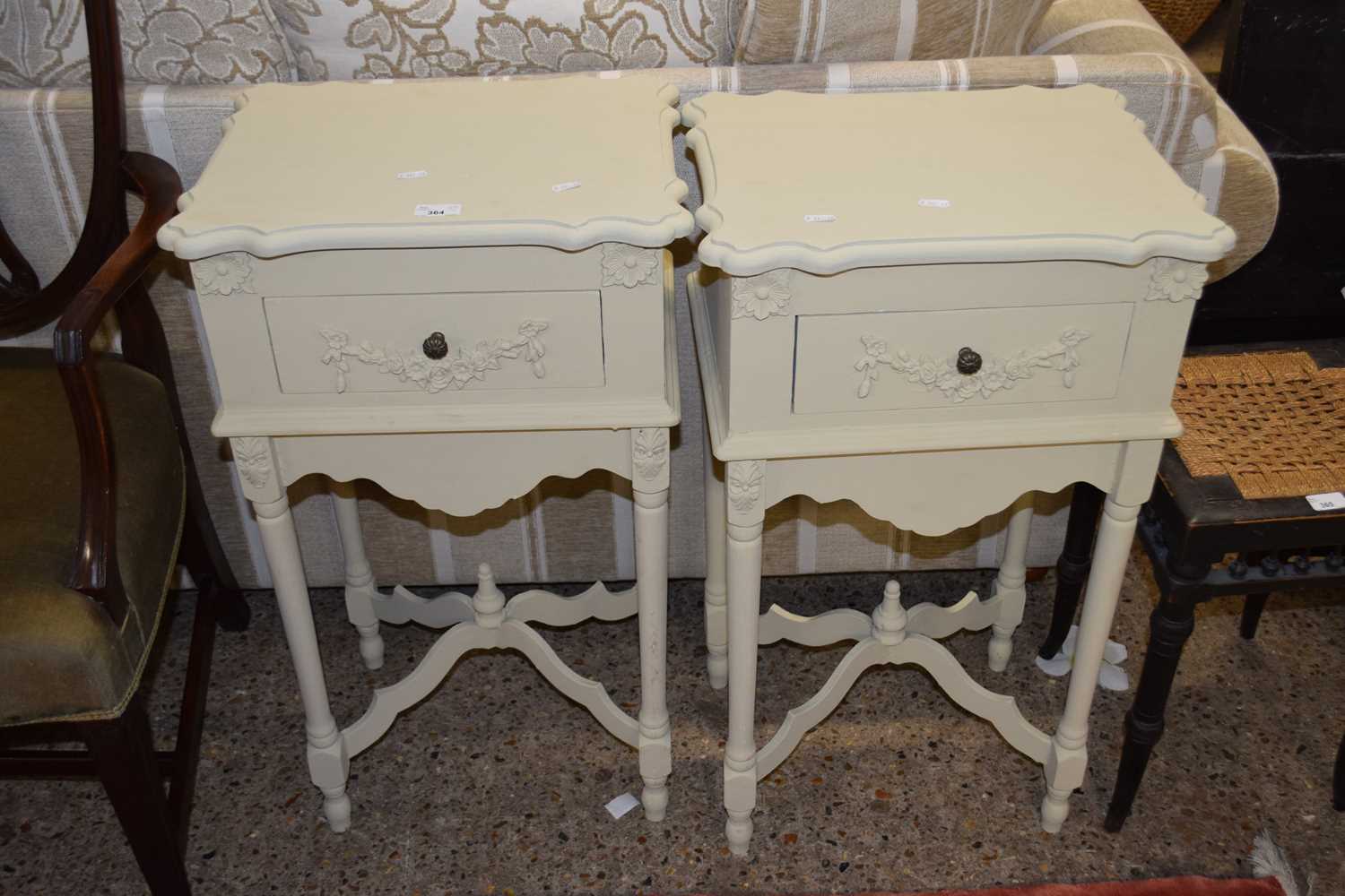 PAIR OF PAINTED SINGLE DRAWER BEDSIDE CABINETS