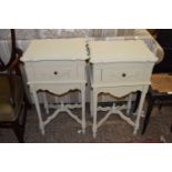 PAIR OF PAINTED SINGLE DRAWER BEDSIDE CABINETS