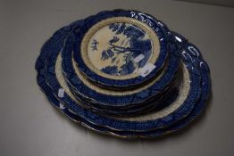 QUANTITY OF BOOTHS REAL OLD WILLOW PATTERN DINNER WARES AN MEAT PLATES