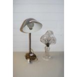 GLASS TABLE LAMP TOGETHER WITH FURTHER ANGLEPOISE LAMP