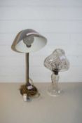 GLASS TABLE LAMP TOGETHER WITH FURTHER ANGLEPOISE LAMP