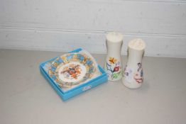 PAIR OF POTTERY CONDIMENT SET