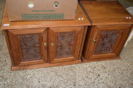 PINE TWO DOOR CUPBOARD WITH CARVED DECORATION TOGETHER WITH A SINGLE DOOR EXAMPLE (2)