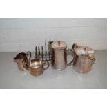 MIXED LOT: SILVER PLATED TEA WARES AND TOAST RACK