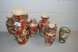 GROUP OF SATSUMA VASES OF VARIOUS SIZES