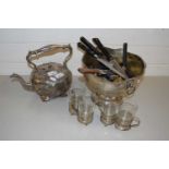 QUANTITY OF PLATED WARES, PLATED TEAPOT ETC