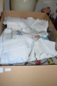 BOX CONTAINING A QUANTITY OF HANKERCHIEFS AND OTHER EMBROIDERY