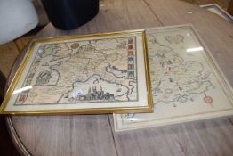 NEEDLEWORK MAP OF ENGLAND AND WALES TOGETHER WITH A REPRODUCTION MAP OF EUROPE