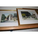 G A SHAW, STUDIES OF VILLAGE SCENES, WATERCOLOURS, FRAMED AND GLAZED