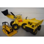 LARGE TONKA TRUCK AND TONKA DIGGER AND DIGGER LOADER AND FURTHER BULLDOZER