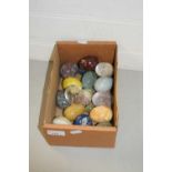 BOX OF VARIOUS POLISHED STONE EGGS