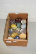 BOX OF VARIOUS POLISHED STONE EGGS