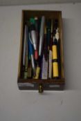 BOX CONTAINING QUANTITY OF FOUNTAIN PENS AND PENCILS