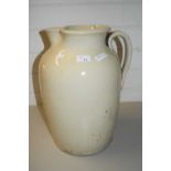 VERY LARGE CERAMIC JUG WITH STRAP HANDLE AND PALE GREY GLAZE