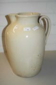 VERY LARGE CERAMIC JUG WITH STRAP HANDLE AND PALE GREY GLAZE