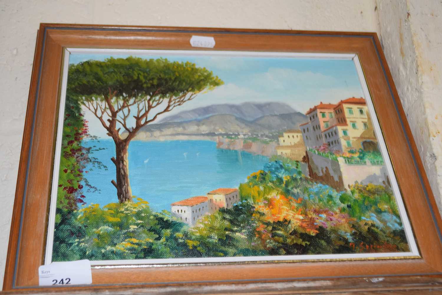CONTINENTAL CONTEMPORARY STUDY OF A ITALIAN BAY SCENE, OIL ON BOARD, INDISTINCTLY SIGNED