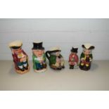 GROUP OF VARIOUS CHARACTER JUGS BY STAFFORDSHIRE INCLUDING SOME SHORTER & SONS EXAMPLES