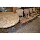 BAMBOO FRAMED CIRCULAR DINING TABLE AND FOUR ACCOMPANYING CHAIRS (5)