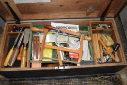 PINE TOOL CHEST CONTAINING LARGE QUANTITY OF VARIOUS ASSORTED TOOLS