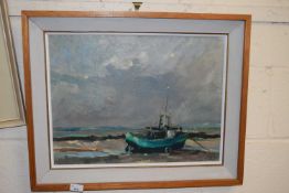 W H FORD, GREEN BOAT, BLAKENEY, OIL ON BOARD, FRAMED