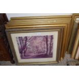 GROUP OF SIX CONTEMPORARY GILT FRAMED PICTURES TO INCLUDE GOLFING INTEREST