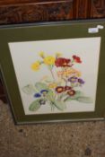 CONTEMPORARY STUDY OF FLOWERS INDISTINCTLY SIGNED, FRAMED AND GLAZED