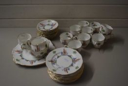 QUANTITY OF ROYAL ALBERT TEA SET DECORATED WITH FLOWERS, RETAILED BY WILEY & LOCKHEAD, GLASGOW