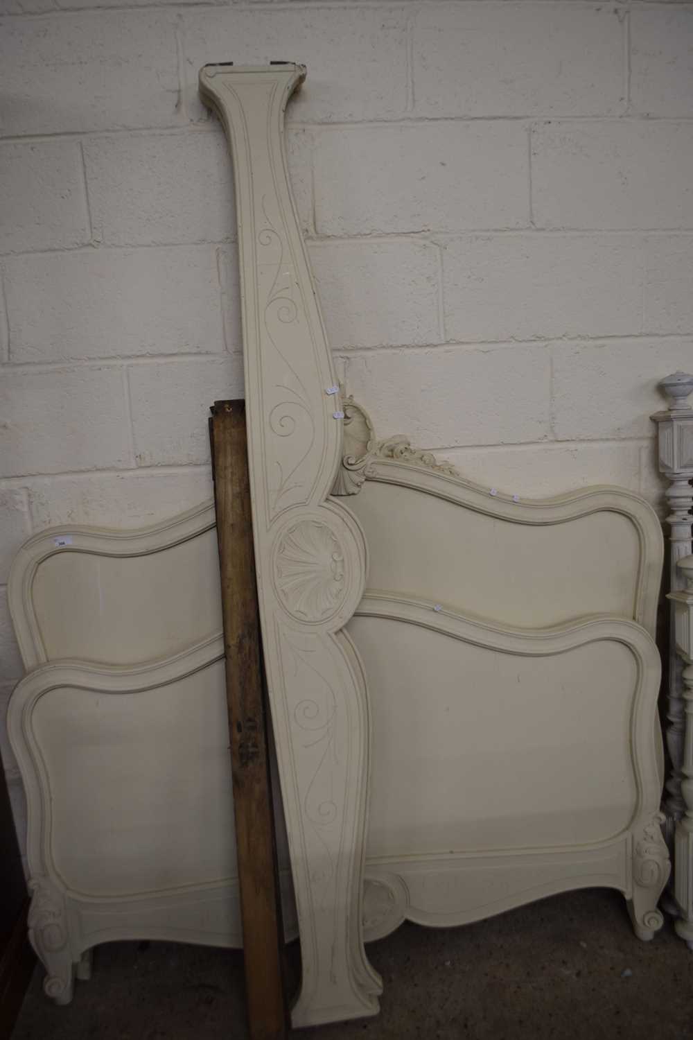 FRENCH STYLE BED FRAME WITH ARCHED ENDS AND CARVED DECORATION, 145 CM WIDE