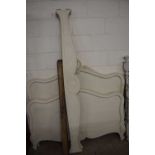 FRENCH STYLE BED FRAME WITH ARCHED ENDS AND CARVED DECORATION, 145 CM WIDE