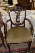 GEORGIAN STYLE MAHOGANY SHIELD BACK CARVER CHAIR