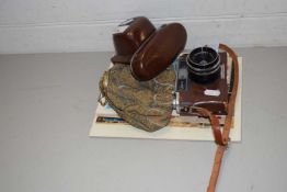 VINTAGE YASHICA CAMPUS CAMERA TOGETHER WITH A BEADED EVENING BAG AND VARIOUS EPHEMERA