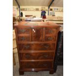 CHARLES BARR REPRODUCTION MAHOGANY VENEERED NORFOLK STYLE CHEST, 71 CM WIDE
