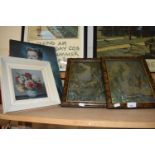 Mixed Lot: Small oil on board study of roses indistinctly signed together with fairy prints and